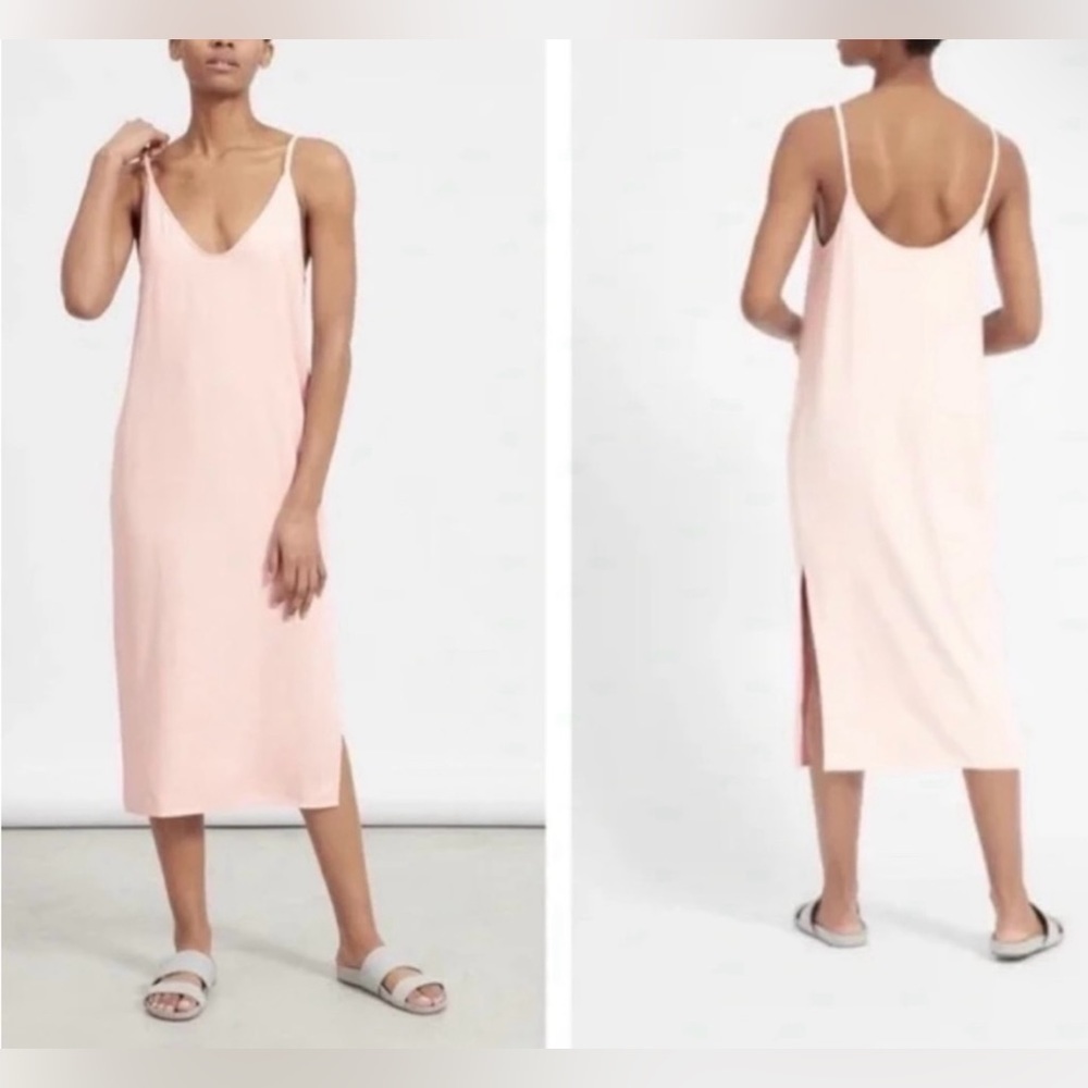 Everlane Japanese GoWeave Slip midi Dress Rose Pink Size 14